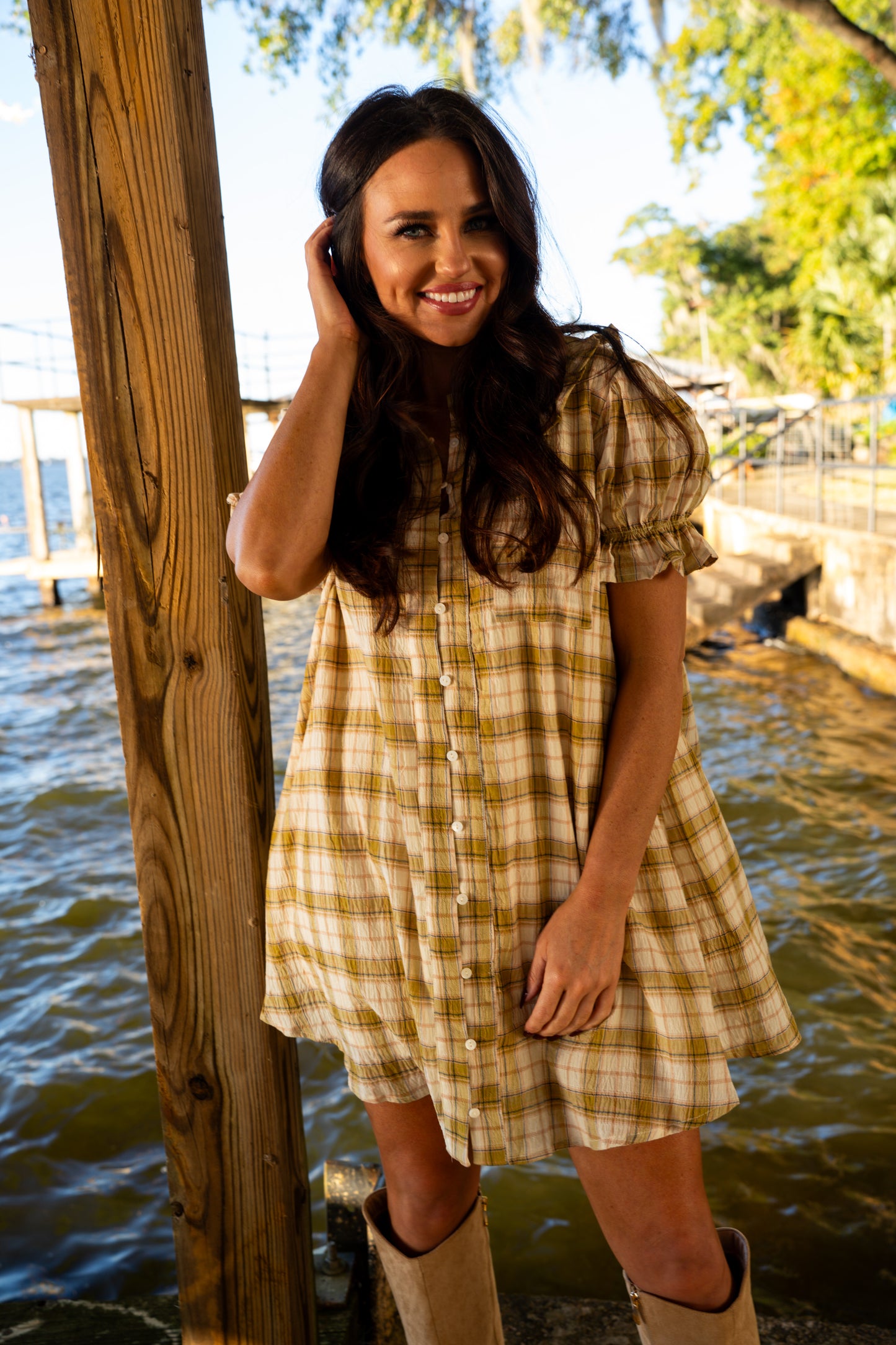 Pecan Pie Plaid Dress