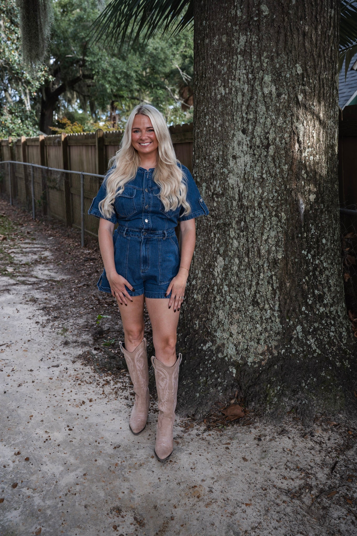 Hayride Honey Denim Romper