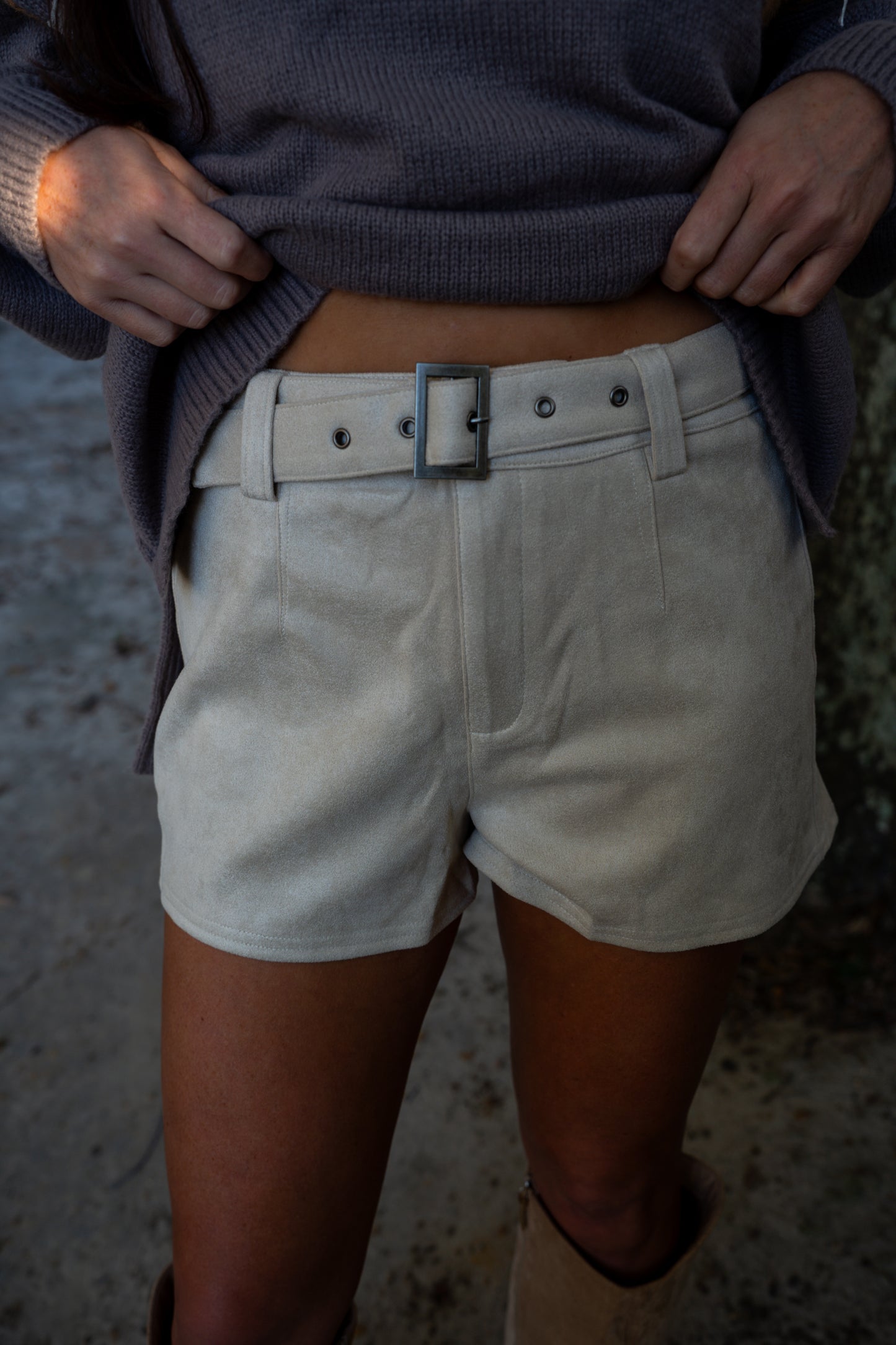 Harvest Cream Belted Shorts