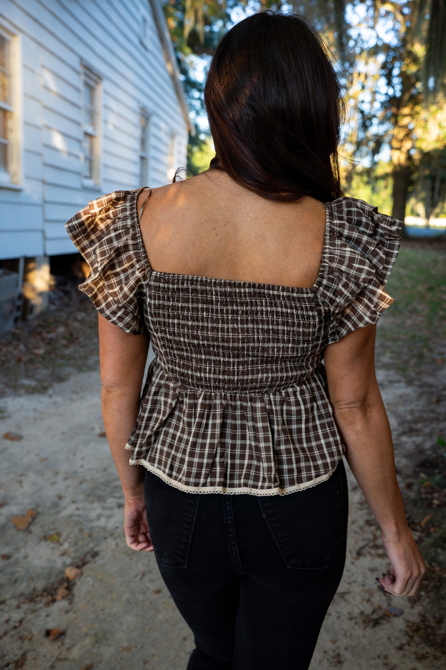 Harvest Honey Plaid Top